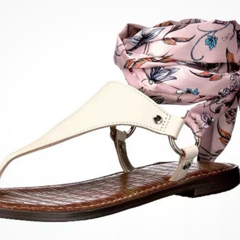 Sam Edelman  Floral Pink and White Sandals ankle wrap